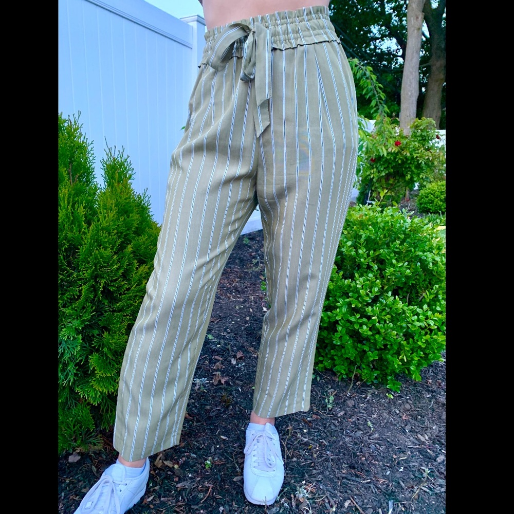 Light Green Striped Pants
